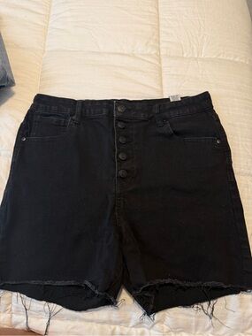 High-Waist Black Button-Front Women’s Shorts